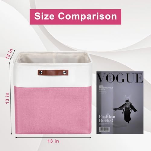 Bagnizer 13x13 Cube Storage Bins, Collapsible Fabric Storage Box, 4 Pack Closet Baskets with Handles for Organizing, She
