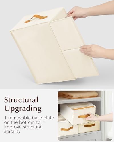 Homsorout Clothes Organizers and Storage - 4/5/7 Grids Fabric Jeans Organizer with Handles, Foldable Closet Organizers D