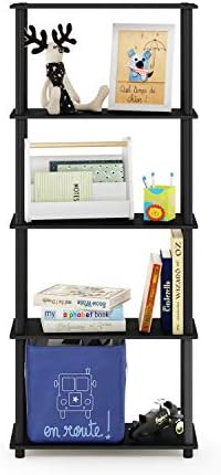 Furinno TURN-N-TUBE Storage Shelves, 5-Tier Book Shelf, Corner Shelf, Toolless Open Shelves, for Organization and Storag
