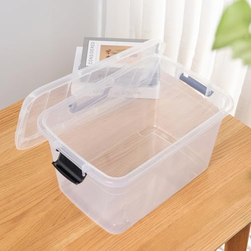 Cetomo 18Lx12 Pack Storage Boxes, Storage Box with Lids and Handle for Home Dorm Office Organization, Stackable Nesting 