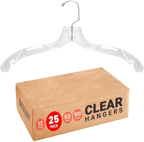 DEILSY™ Clear Plastic Hangers 25 Pack Durable Plastic Shirt Hangers