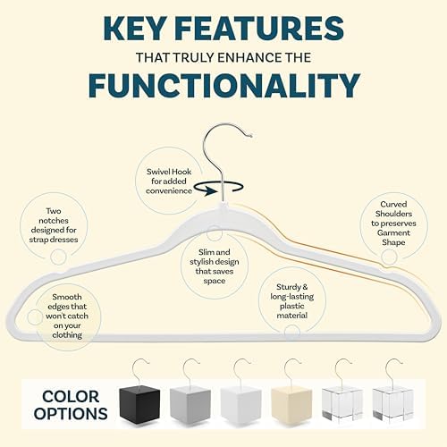 DEILSY™ Non-Velvet Thin Hangers Space Saving White Hangers 50 Pack