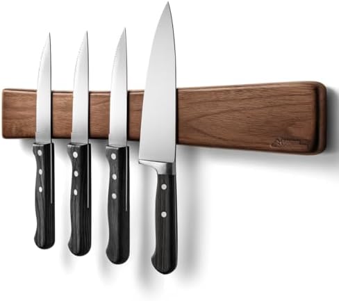 16 Inch Acacia Wood Magnetic Knife Holder with Multipurpose Use, Magnetic Knife Holders for Kitchen, Wooden Knife Rack, 