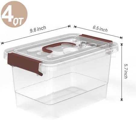 9-Pack Stackable Plastic Storage Bins with Lids, 4 Qt- BPA-Free, Clear Organizing Solution, Latches, Durable Nestable Co