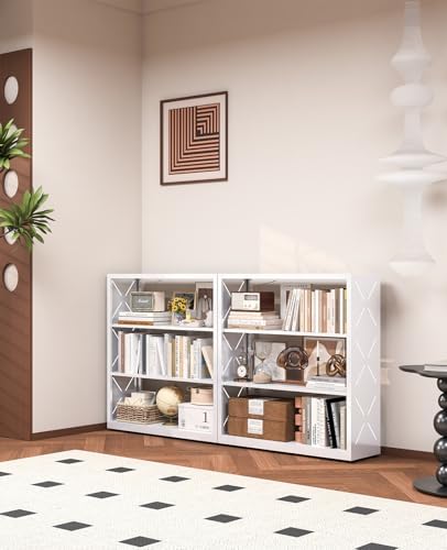 3-Tier Metal Bookshelf, Small Bookcase with Adjustable Shelves