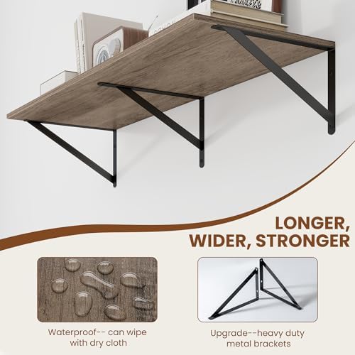 Heimlove 36W x 12D Deep Floating Shelves Set of 2 Grey