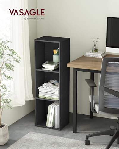 VASAGLE Bookshelf, 3-Tier Bookcase, 11.8 x 9.4 x 37.3 Inches