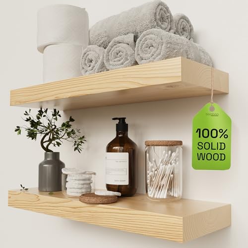 Solid Wood Floating Shelves for Wall 20 Inch Natural Wood, Wooden Shelf