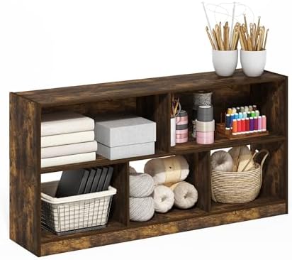 Furinno DALY Book Shelf, 5-Cube Bookshelf, Horizontal Cube Storage Organizer Bookcase, 10.9 x 47.2 x 23.6, for Living Ro