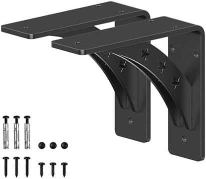 Heavy Duty Shelf Brackets，max Load 900 LBS,Premium Alloy Metal Mantel Brackets , (Set of 2) Fireplace Mantel Brackets - 