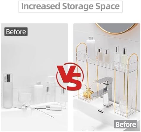 YCIA&DONE Bathroom Countertop Organizer Over the Faucet, Narrow Counter Organizers Above Sink, Table Mounted Shelf for K