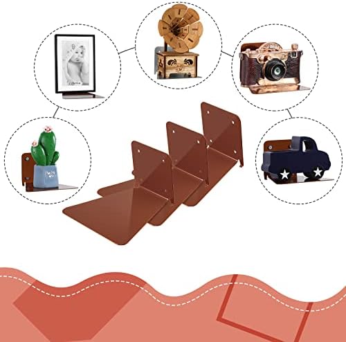Jetec 6 Pack Invisible Bookshelf Wall Mounted Metal Heavy Duty, Brown