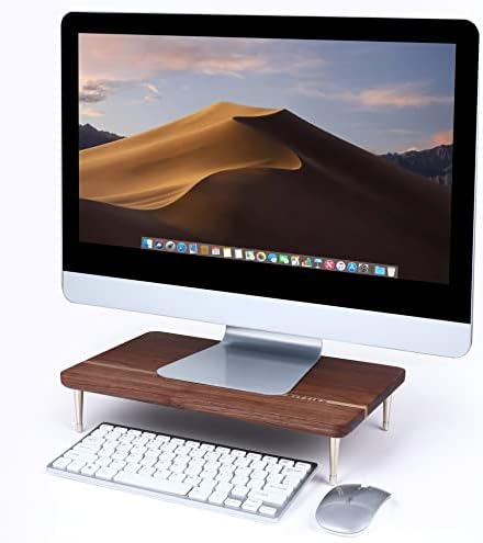 Wood Monitor Stand Riser -Desk Stand Wood for Computer/Laptop/TV Printer - Monitor Arms & Stands Desk Riser for Office O