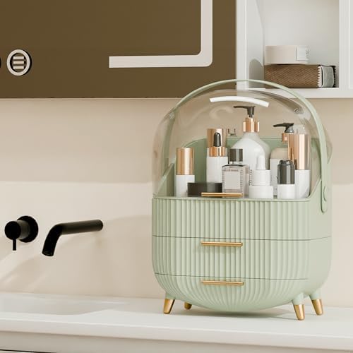 lurcns Makeup Organizers and Storage, Make up Organizer for Vanity Cosmetics Skincare Organizers With Lid and Drawers Di