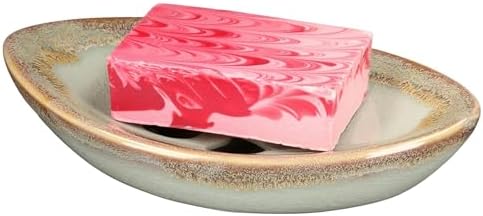 Ceramic Soap Dish with Self Draining Tray for Bar Soap, Bathroom, Kitchen (Pastel Blue)
