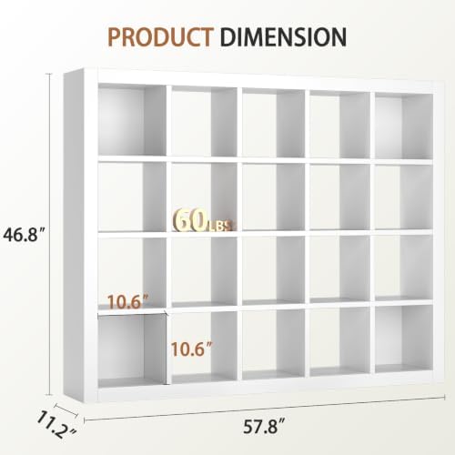 furtble Sturdy Wooden Bookshelf - 20-Cube Organizer, Multifunctional Cubicle Rack for Display & Storage, Living Room, Be