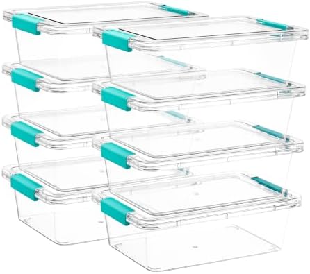 Vtopmart 8 Pack 3 Qt Clear Storage Bins with Lids for Building Blocks，Craft