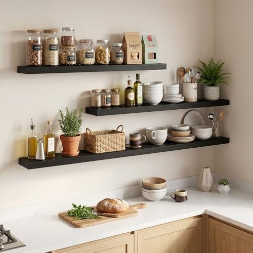 Axeman 40Inch Floating Shelves for Wall, 2 Packs, Invisible Brackets, Black