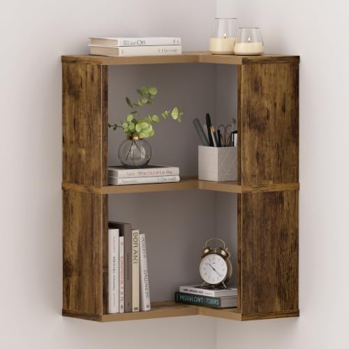Floating Corner Shelf, 3-Tier Floating Shelf for Wall, Floating Book Shelf for Living Room, Bedroom, Bathroom, Home Offi