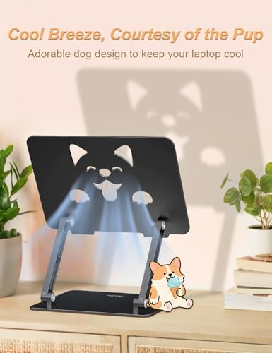 Aoviho Aluminum Laptop Stand for Desk Fit for All 10"-17.3" Laptops, Black