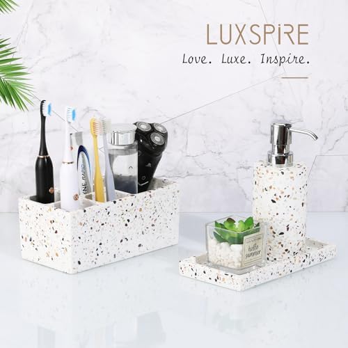 Luxspire Resin Bathroom Vanity Tray Countertop Organizer, Mini, Terrazzo
