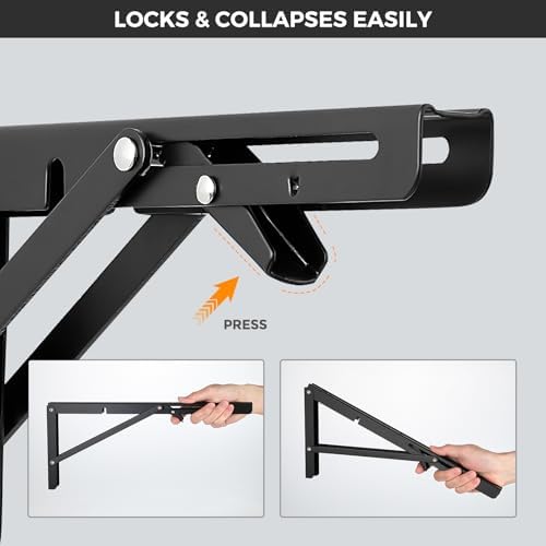 JOY DECOR Matte Black Folding Shelf Brackets, 8 Inch, 4 Pack