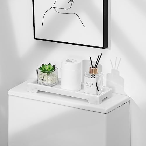 Luxspire Marble Tray for Soap Dispenser Perfume Jewelry, S, Marble White