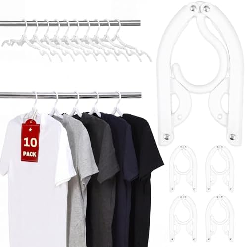 10 Pcs Travel Hangers, Cruise Ship Essentials Foldable Hangers Plastic Travel Essentials, Portable Cruises Must Haves 2026 for Suitcase, RV Camping Airplane Europe Vacation Essential, White
