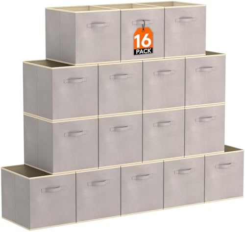 Lifewit Storage Cubes, 11 Inch Organizer Bins, 18L Light Gray, 16 Packs