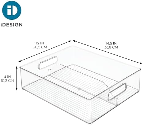 iDesign Divided Pantry Bin with Handle, Clear