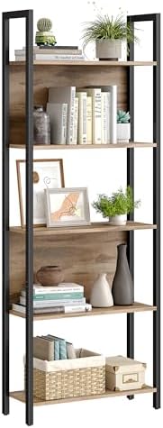 VASAGLE 5 Tier Bookshelf, Free Standing Bookcase Storage Organizer