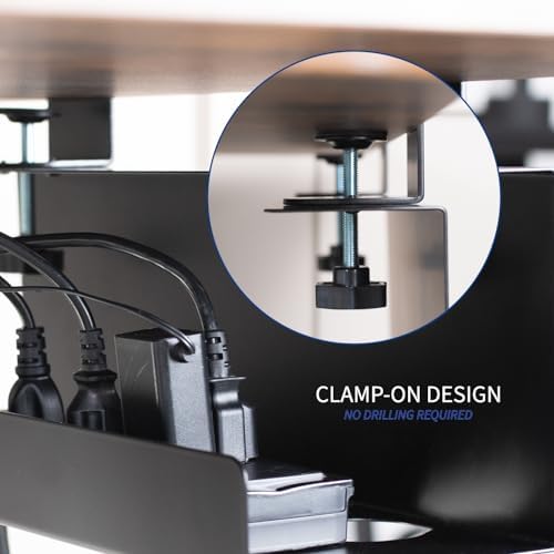 VIVO Black Clamp-on 17 in Cable Management Tray, DESK-CM6L-B