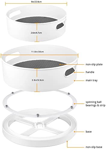 Semlos 360° Rotating Lazy Susan Organizers, 2 Packs 9" and 12" Turntable Spice Rack Organisers for Kitchen Organization 
