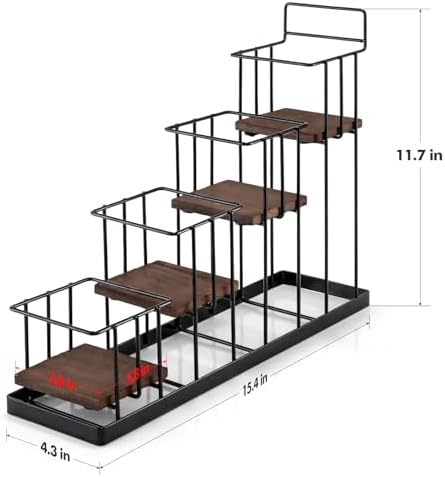 Coffee Syrup Rack Organizer, with Rustic Wood Holder Coffee Station Bar Accessory for Syrup, Wine, Dressing Bottle Count