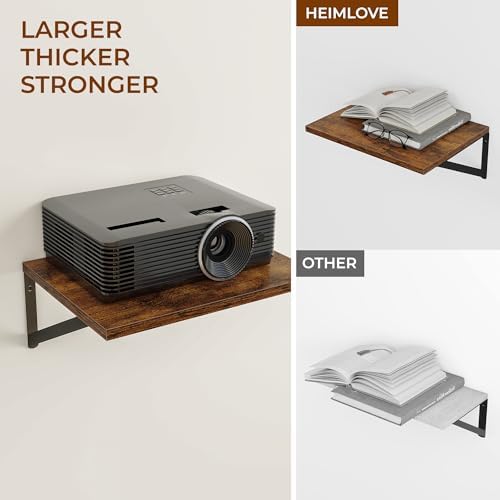 Heimlove 16W x 12D Deep Floating Shelves Set of 3 Rustic Brown