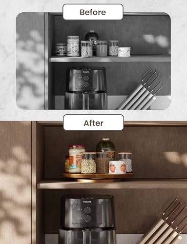 TIDITA 10" Wooden Lazy Susan Organizer for Cabinet, 360° Rotation, No Rim