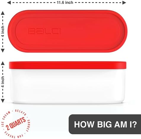 BALCI 2 Quart Ice Cream Container - Freezer Tub (Red)