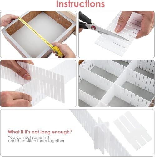 85Pcs Drawer Dividers, Adjustable Drawer Organiser, Cut at Will for Tidying Clutter Clothes, Socks, Makeup, Dresser, Kit