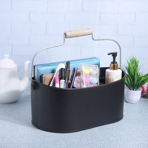 Alpha Living Home Flatware Caddy Black 4 Compartment Metal Cutlery Holder
