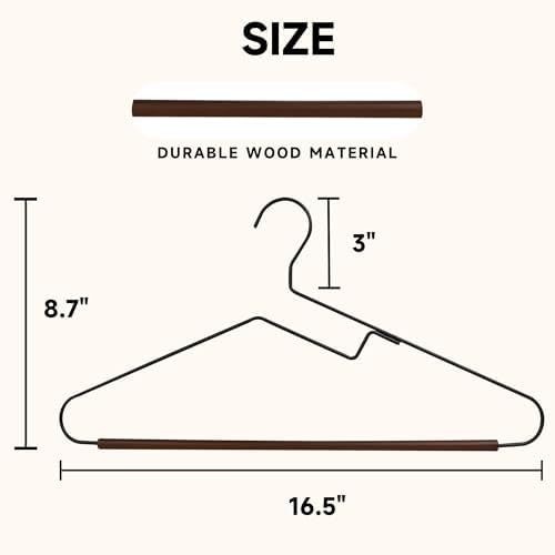 Wire Hangers with S-Shaped Opening Design, Black, 36-Pack