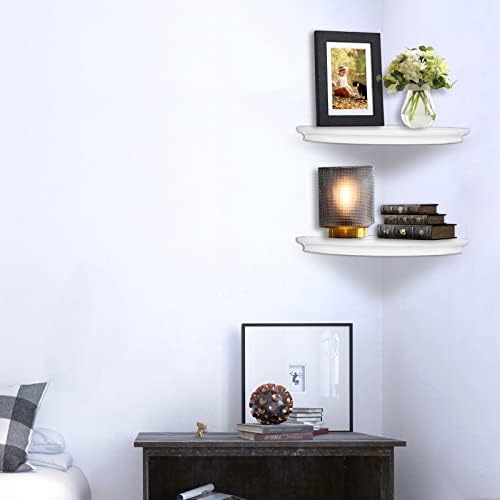 Floating Corner Wall Shelves Radial Wood Mounted Display Shelf for Bedroom Living Room Bathroom Kitchen 12 Inch Set of 2