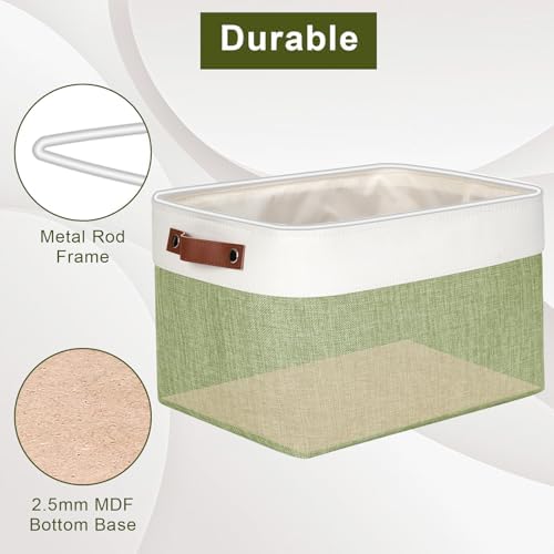 Bagnizer Storage Bins Large Fabric Storage Baskets for Shelves 3 Pack, Decorative Linen Closet Baskets with Handles for 