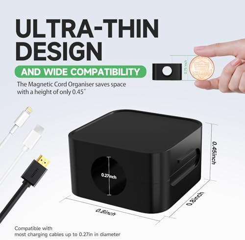 6 Black Magnetic Cable Clips