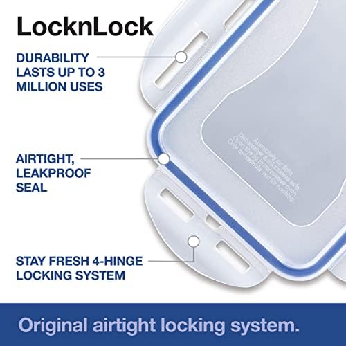 LocknLock Easy Essentials Pantry Food Storage Container Set/Food Storage Bin Set, Rectangular, BPA-free/Dishwasher Safe, 4 Piece - Clear