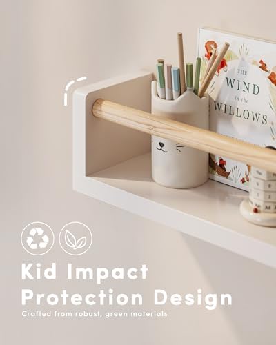 G&W Gruwald Nursery Book Shelves, Set of 3, Wall Bookshelf, Book Shelf for Kids Rooms, Wall Book Shelves for Bedroom Kids, Floating Shelf, Nursery Decor (White, 23 Inches)