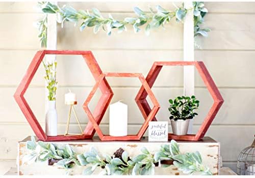 BARNWOODUSA Hexagon Floating Shelves Set of 3 Rustic Farmhouse Reclaimed Wo