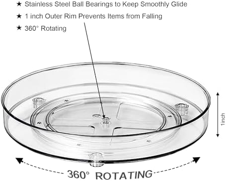 Amolliar Lazy Susan Organizer, Rotating Turntable for Cabinet, 9" 2 Pack