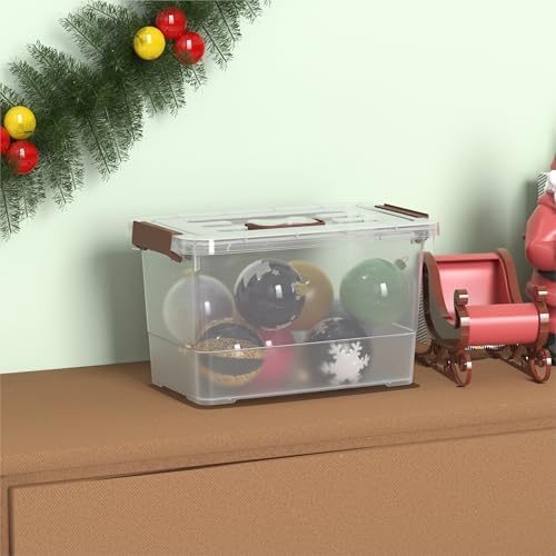 7-Quart Clear Plastic Storage Bins with Lids, 5-Pack Durable Stackable Organization Container with Lock Buckle and Handl