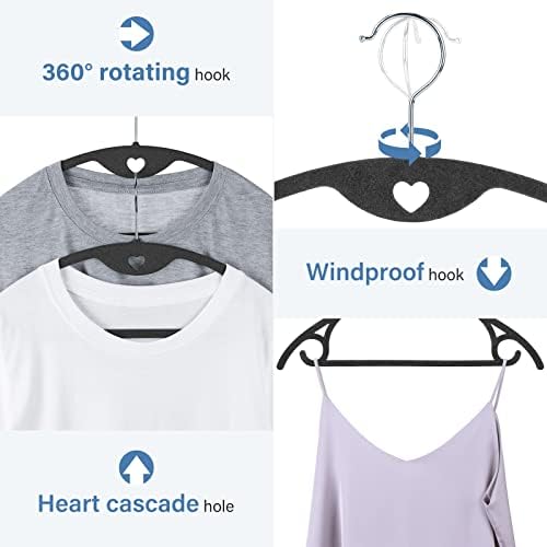 Velvet Hangers Felt Clothes Hangers 50 Pack Black
