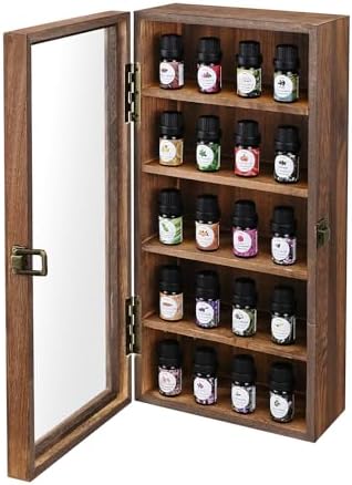 Ikee Design Wood 5 Shelf Wall-Mounted Case Display,Tempered Glass Door